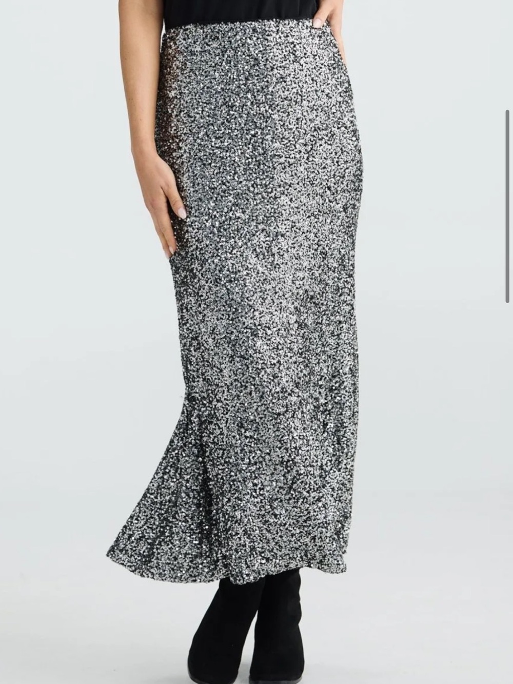 Brave + True Ritz Sequin Maxi Skirt Silver